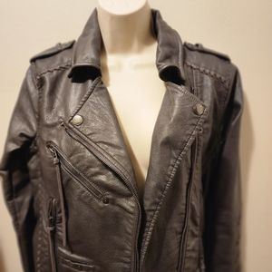 ROCKER grey leather coat